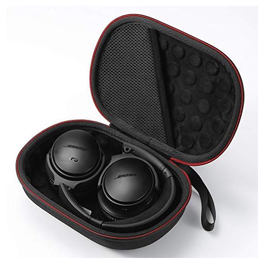 Hard Case for Bose QuietComfort 35 (Series II), QC35, QC25, QC15 Wireless Headphones Accessories. Travel Carrying Storage Bag - Black(Black Lining)