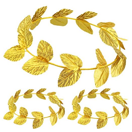 Roman Laurel, Roman Head Wreath Leaf Crown Headdress Roman Leaf Headband Toga Headwear, Gold