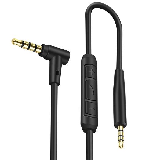 Replacement Audio Extension Cable Cord Wire,for Bose QuietComfort QC25 QC35 Soundlink SoundTrue On Ear Headphones with in Line Mic Volume Control (Black)