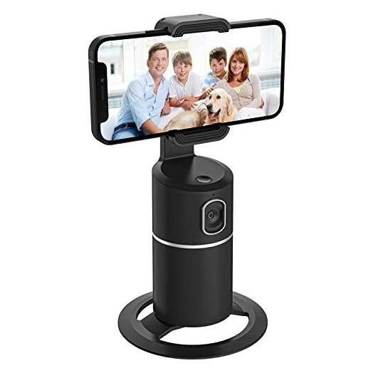 Auto Tracking Phone Holder,360° Rotation Face Body Track Mount,Tracking Tripod for Vlog Shooting Live Streaming,Build-in Battery,No APP Required(Black)…
