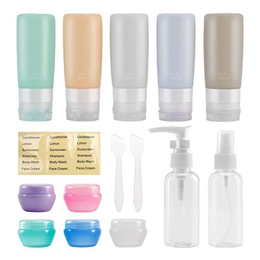 Beveetio Travel Bottles TSA Approved 15 Pack,2.9oz Silicone Refillable Size Containers, BPA Free Travel Tubes Toiletries for Cosmetic Shampoo Cream Conditioner Lotion Soap
