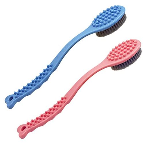Long Handle Bath Brush for Shower-Soft & Comfortable Dry Skin Body Massage Brush Back Exfoliation Brushes (blue and Pink)