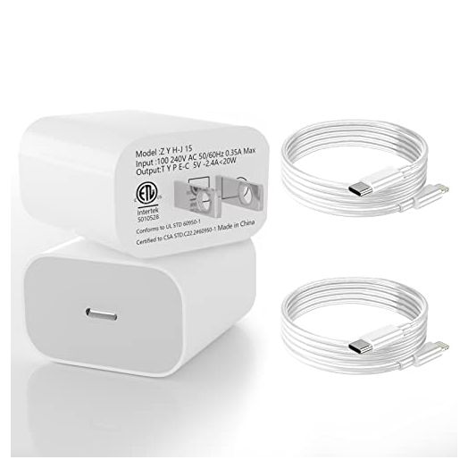 [MFI Certified] iPhone Charger Block USB C Fast Wall Plug with 6ft USB C to Lightning Cable for i Phone/14/13/12/11/pro/pro max/Air pods pro/iPad air 3/min4 (2 Pack)