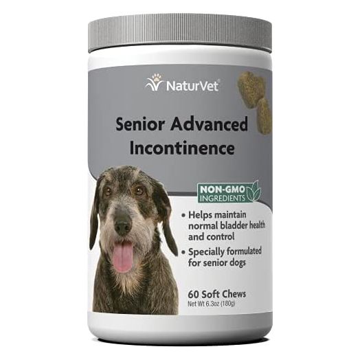 NaturVet Senior Advanced Incontinence Dog Supplement – Helps Support Dog’s Bladder Control, Normal Urination – Includes Synergistic Blend of Botanicals