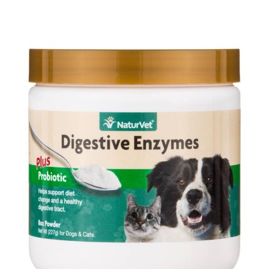 NaturVet Digestive Enzymes Powder Plus Probiotic for Dogs & Cats - 8 oz (227 Grams)