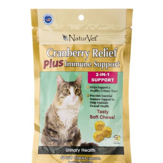 NaturVet Cranberry Relief Plus Immune Support for Cats - 50 Soft Chews (2.6 oz / 75 Grams)