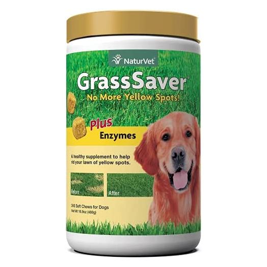 NaturVet – GrassSaver Supplement for Dogs – Healthy Supplement to Help Rid Your Lawn of Yellow Spots – Synergistic Combination of B-Complex Vitamins & Amino Acids – 240 Soft Chews