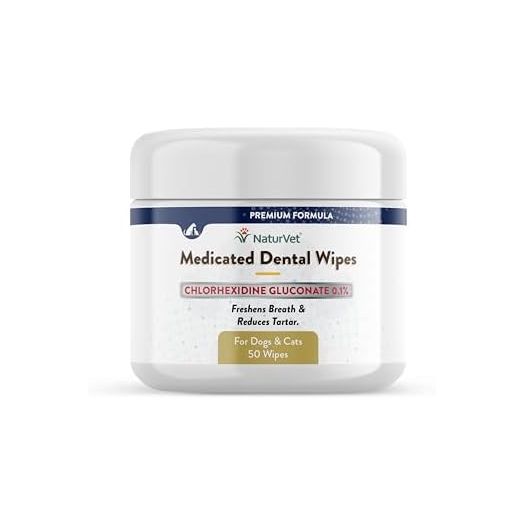 NaturVet Medicated Dental Wipes for Dogs & Cats 50 Count