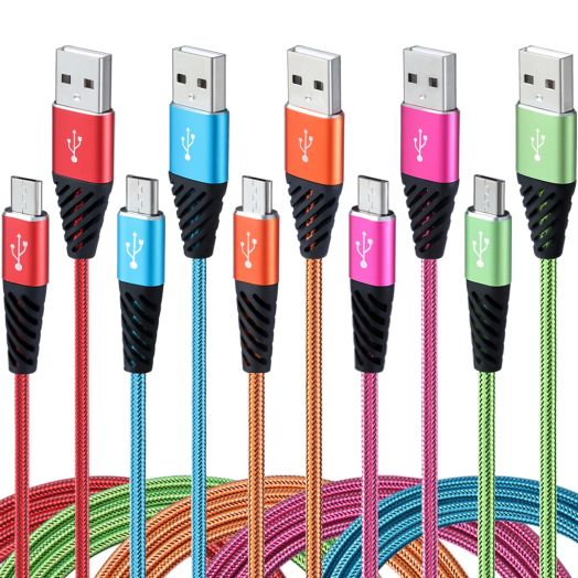 Micro USB Cable Fast Charge,Nylon Braided Android USB Cable 6FT 5-Pack Phone Charging Cord Compatible with Samsung Galaxy S6 S7 Edge J3 J7,LG,HTC,Motorola,Sony,Xbox One,PS4