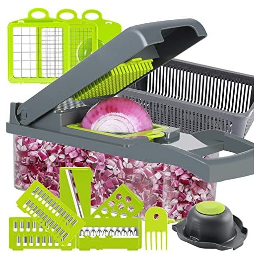 KEOUKE Vegetable Chopper Slicer Dicer, 12 -in -1 Onion Chopper Fruits Cutter Mandoline Slicer Food