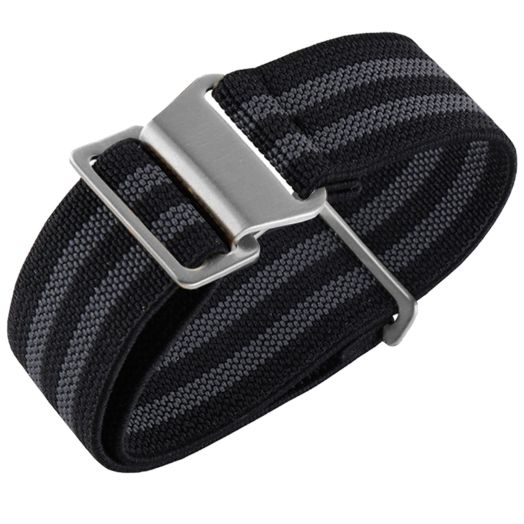 Onthelevel French Troops Parachute Bag for Nylon Elastic Watchband 18mm 20mm 22mm Watch Strap (20mmm, bk Grey bk Grey-Silver Buckle)
