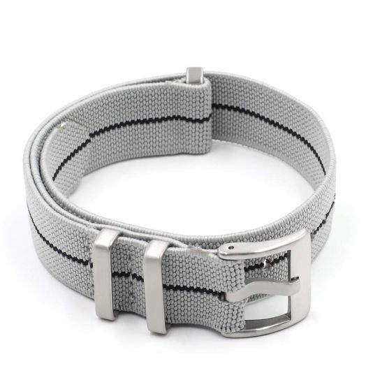 Men's French Troops Parachute Bag for Nylon Elastic Belt Watch band 18mm 20mm 22mm Watch Strap (grey black, 20mm)