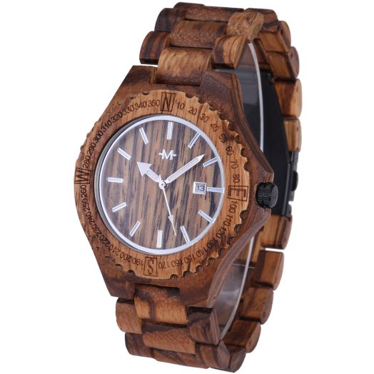 Marino Mens Wooden Watch - Wrist watches for Men - Dress Wood Watch - Honey Brown - Wood Band