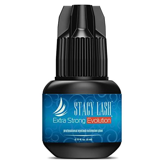 Extra Strong Evolution Eyelash Extension Glue Stacy Lash (0.17fl.oz / 5ml) / 1-2 Sec Drying time/Retention – 8 Weeks/Maximum Bonding/Professional Use Only Black Adhesive/Semi-Permanent Extensions