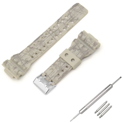 Waterproof Natural Resin Replacement Watch Band for Casio G-Shock GA100 GA110 GA120 GA150 GW8900 Watch Band (Burst crack grey)
