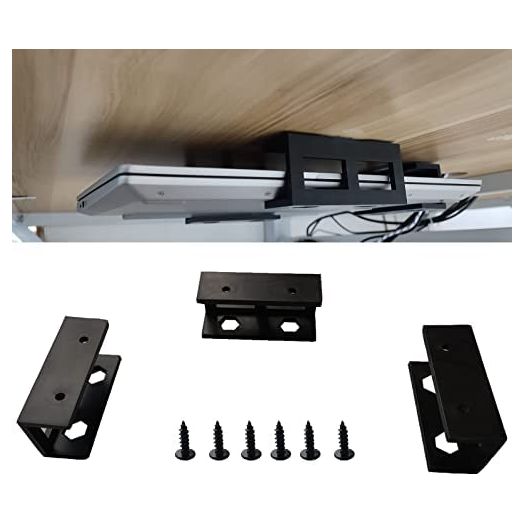 PIAOLGYI 3 Pcs Plastic Under Desk Laptop Holder Mount with Screw,Under Desk Laptop Mount Bracket,Add On Under Table Laptop/Keyboard Storage(3 Pcs)