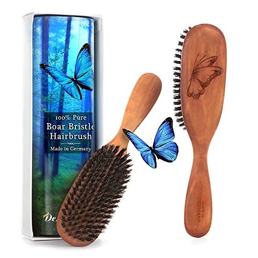 Made in Germany, 100% Pure Wild Boar Bristle Hair Brush, Promote Healthy Scalp, Hair Growth, Natural Shine, Conditioning, Reduce Hair Loss, Best for Fine or Thinning Hair, Pear Wood Handle, Women, Men | Desert Breeze Distributing