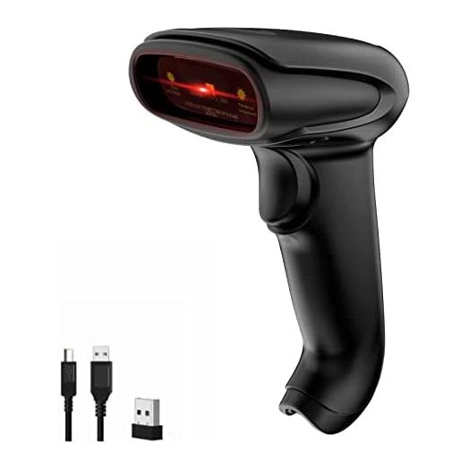 Symcode Wireless Handheld Barcode Scanner Versatile 2-in-1 (2.4Ghz Wireless+USB 2.0 Wired) 328 Feet Transmission Distance Rechargeable 1D Laser Automatic Bar Code Reader Scanner(Black)