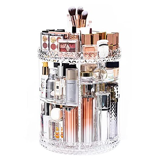 DreamGenius Makeup Organizer, 360 Degree Rotating Cosmetic Storage Organizer, 7-Layer Adjustable Makeup Display Case, Fits Jewelry Makeup Brushes and Lipsticks, Clear Acrylic