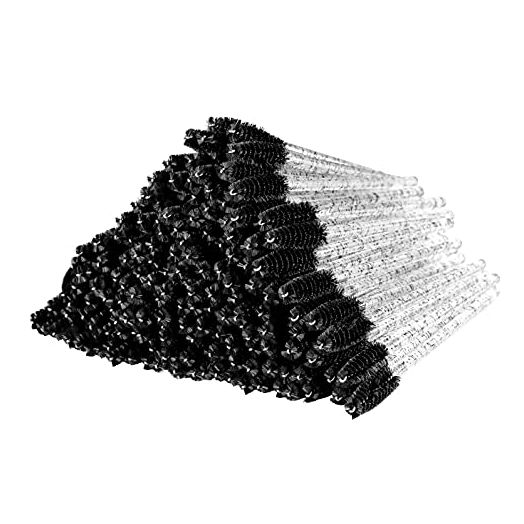 300 Pcs Disposable Crystal Mascara Wand Eyelash Brush Applicator Eyebrow Brush for EyeLash Extension Supplies (Black)