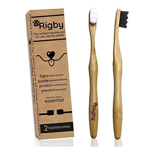 OH RIGBY Dog Toothbrush- 10,000 Ultra-Soft Bristles for Sensitive Pet Teeth & Gums- Natural Bamboo Toothbrush for Comfortable, Gentle Deep Cleaning