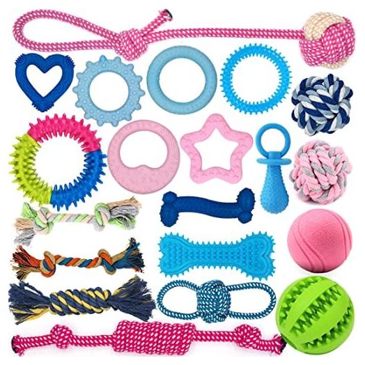 20 Pack Puppy Toys Set - Puppy Chew Toys for Teething, Interactive Dog Teething Toy for Small Breeds - Tough Rope Toys for Puppies, Cute Soft Rubber Toys Bundle for Teeting Pets