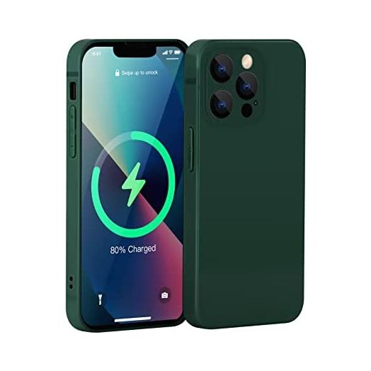 Noyre Silicone Case Compatible with iPhone 12 Pro Case (6.1 inch 2020), with Camera Protection, Liquid Silicone Phone Case with Microfiber Lining (Dark Green)