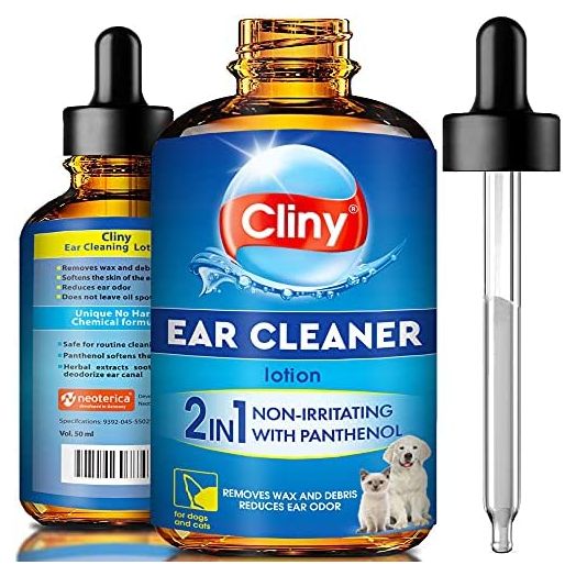 Cliny Ear Cleaner for Dogs and Cats - New Formula Ear Solution Drops - Otic Infection Treatment for Pets - Wax Remover & Odor Control for Pets