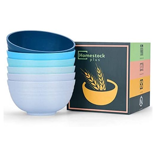 Homestockplus Unbreakable Cereal Bowls 24 OZ, Wheat Straw, Assorted Color (Set of 6)