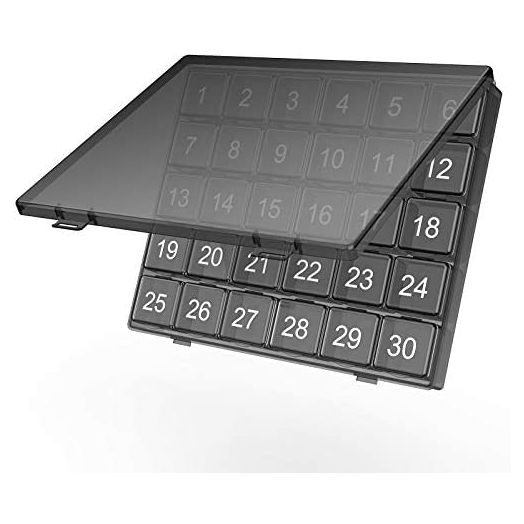 Monthly Pill Organizer Once a Day - 30 Day Pill Organizer Box - Squeeze to Open - Large Compartments Portable Case for Travel, Month Pill Cases Medicine Organizer for Vitamin (Black)