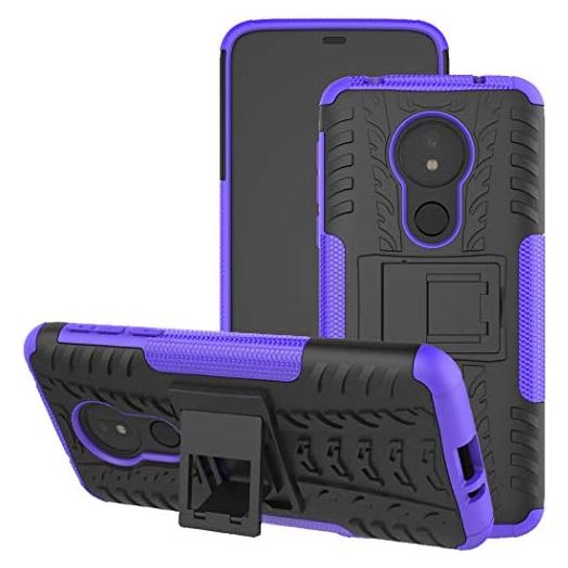 Moto G7 Power case, Moto G7 Supra Case, Viodolge [Shockproof] Hybrid Tough Rugged Dual Layer Protective Phone Case Cover with Kickstand for Motorola Moto G7 Power (Purple)
