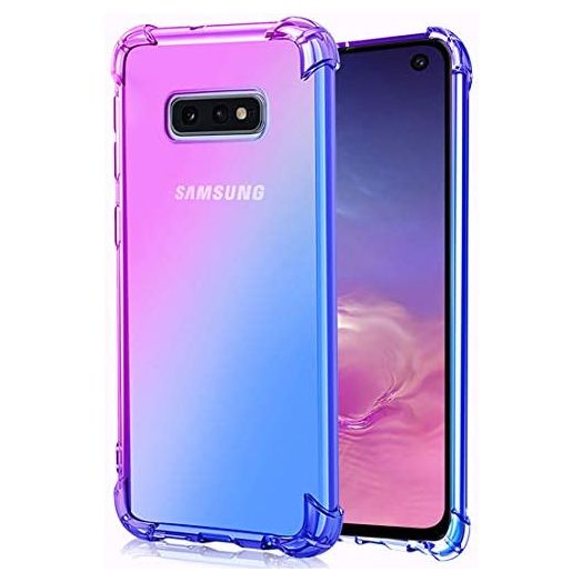 Ueokeird Galaxy S10e Case, Clear Cute Gradient Galaxy S10e Phone Case Slim Anti Scratch Flexible TPU Cover Reinforced Corners Shockproof Protective Case for Samsung Galaxy S10e 5.8 Inch (Purple/Blue)