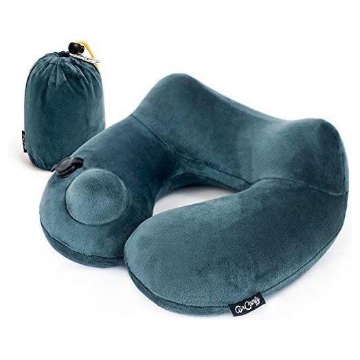 AirComfy Daydreamer Travel Neck Pillow, Self-Inflatable Pillow with Luxuriously Soft Washable Cover and Packsack