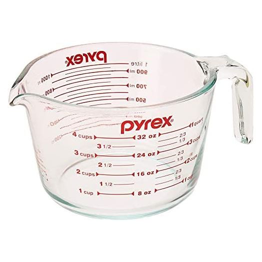 Pyrex Measuring 4 Cup (32 Oz) Glass, Clear, Red