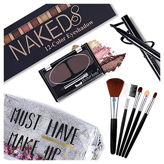 QiBest All in One Makeup Kit, Eyeshadow Palette, Eyeliner, Eyebrow Powder