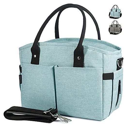 Insulated Lunch Bags for Women - GLANTOP Extra Large Size Adult Lunch Tote Box with Shoulder Strap,2 Water Bottle Holders and 2 Side Pockets, Leakproof Cooler Lunch Bag for Work Picnic School Beach