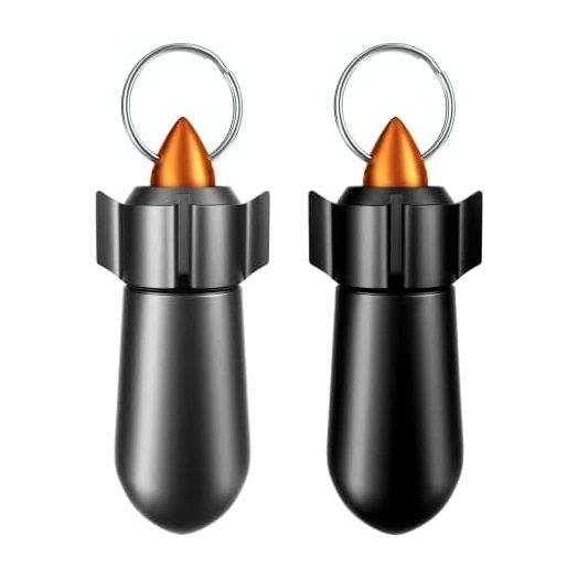 Pill Keychain Pill Case Waterproof Pill Holder Portable Pill Container Aluminum Alloy Single Chamber (2 Pack)