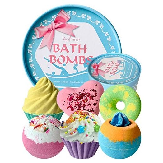 Aofmee Bath Bombs Gift Set, Handmade Bubble and Floating Fizzies Spa Kit, Shea and Cocoa Dry Skin Moisturize, Birthday Valentines Mothers Day Anniversary Christmas Gifts for Women, Mom, Her, Kids