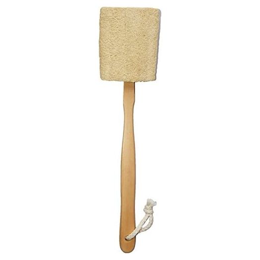 Natural Exfoliating Loofah luffa loofa Bath Brush On a Stick - with Long Wooden Handle Back Brush for Men & Women - Shower Sponge Body Back Scrubber Pack of 1