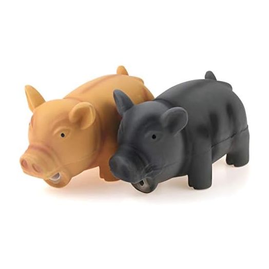 CHIWAVA 2 Pack 6.5" Medium Pig Dog Toy for Dogs Latex Rubber Cube Squeeze Grunting Sound Interactive Play