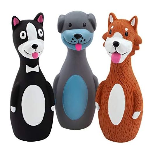 CHIWAVA 3 Pack 5.7 Inch Squeaky Latex Dog Toys Standing Stick Dog Dog Toy Puppy Fetch Interactive Play for Small Dogs