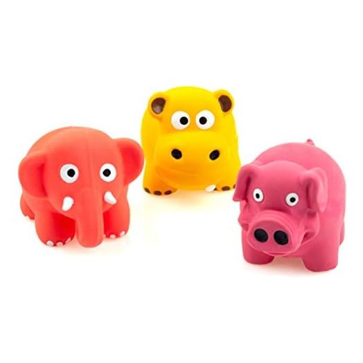 CHIWAVA 3 Pack 3.2'' Squeak Latex Puppy Toy Lovely Standing Animal Sets Pet Interactive Play for Small Dogs Assorted Color