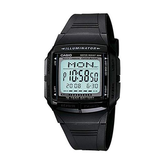 Casio Multilingual Mens Databank Watch, with 13 Languages and 30 Page Databank, 50M Water Resistant, 5 Multi-Function Alarms, with Stopwatch, and Countdown Timer, Features Hourly Time Signals
