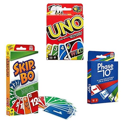 Mattel Card Game Set (Skip Bo, Uno & Phase 10)