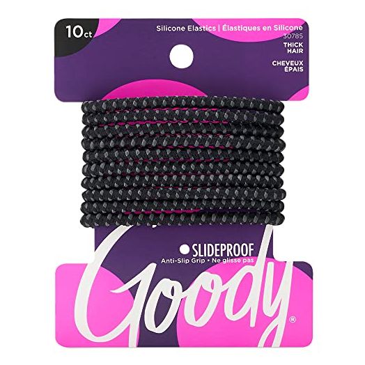 Goody Nonslip Womens Elastic Hair Tie, 4MM, Black (10 Count)
