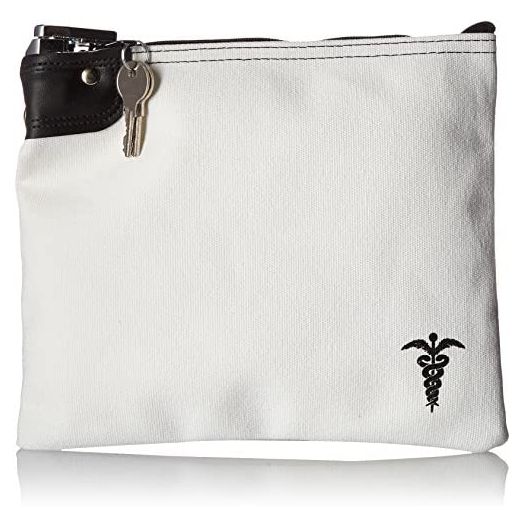 Medication Bag Heavy Canvas Standard Keyed Lock Storage Case White