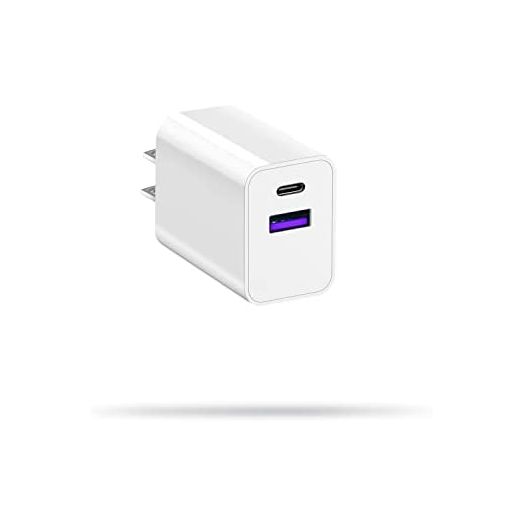 USB C Wall Charger, USB C Charger Block, iPhone Fast Charging Block, PZSOLID New 20W Dual Port Type C Charger Block Brick Compatible for Apple Watch Series 8 7 iPhone 14 13 12 Pro Max Airpods, White
