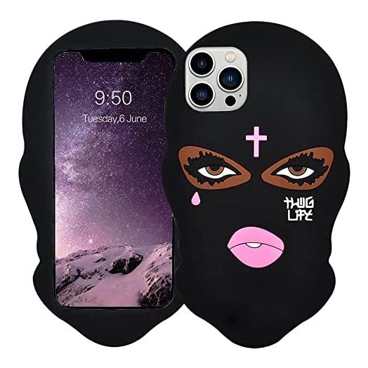 VERYLULU Case for iPhone 13 Pro 6.1" (2021) Goon Thug Life 3D Cute Cartoon Big Eyes Woman Face Masked Teared Girls Jesus Christian Cross Soft Silicone Phone Protective Shockproof Coque Cover Case
