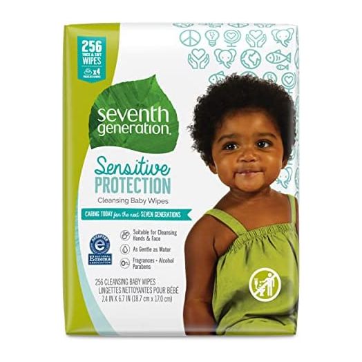 Seventh Generation, Baby Wipes, Unscented and Sensitive,64 Count (Pack of 4)