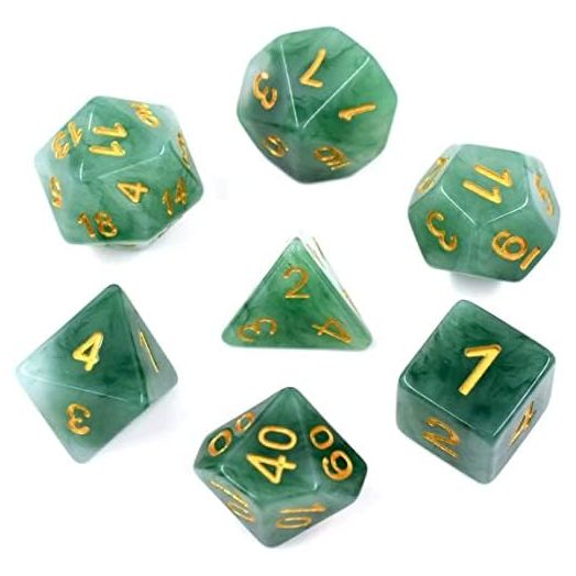 Polyhedral DND Dice Sets, 7-Die Green D&D Dice for Dungeons and Dragons Pathfinder RPG MTG Table Gaming Dice,Jade Dice (Green)